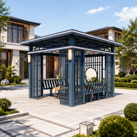 Pavillon de couloir long en acier inoxydable, structure extérieure de forme spéciale pour villa, maison auto-construite, parc, zone paysagère, abri d'ombrage
