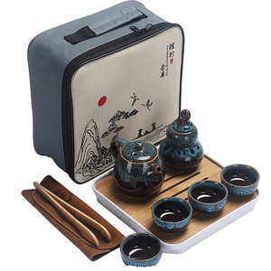 Juego de Té Portátil <span class=keywords><strong>Ding</strong></span> Kiln, Tetera y Taza de Cerámica con Recipiente para Té y Bandeja de Bambú, Kit de Té Completo para Regalo Empresarial o Souvenir - Product Image 2