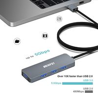 BENFEI USB 3,0 Hub 4 puertos, concentrador USB ultradelgado con cable extendido de 1 metro, compatible con MacBook, Mac Pro, Mac Mini, iMac