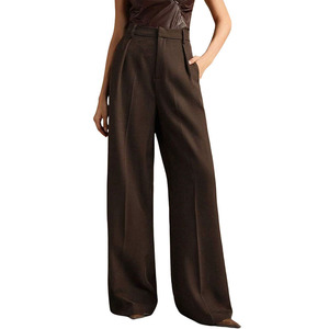<span class=keywords><strong>Pantalon</strong></span> de costume vintage taille haute en polyester pour <span class=keywords><strong>femme</strong></span>, style européen et américain, décontracté, coupe droite, idéal pour le travail et les trajets quotidiens - Collection été Tks2 - Product Image 1