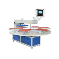 Máquina de prensa de calor rotativa de carrusel multifunción de 6 estaciones neumática automática para transferencia de sublimación textil de rollo a rollo
