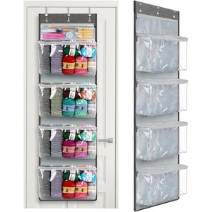 5 Compartments Hanging Yarn Knitting Storage Organizer With Zipper Closure Yarn Over Door Display Holder - Product Image 1
