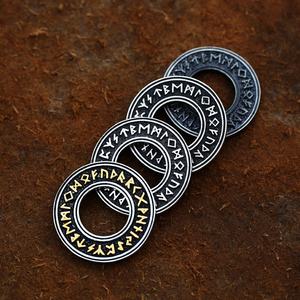 Collar con Colgante Yunnique de Acero Inoxidable 316L, Impermeable, con Runas Vikingas, Incrustaciones Doradas, Grabado Vintage, Unisex, para Regalo - Product Image 4