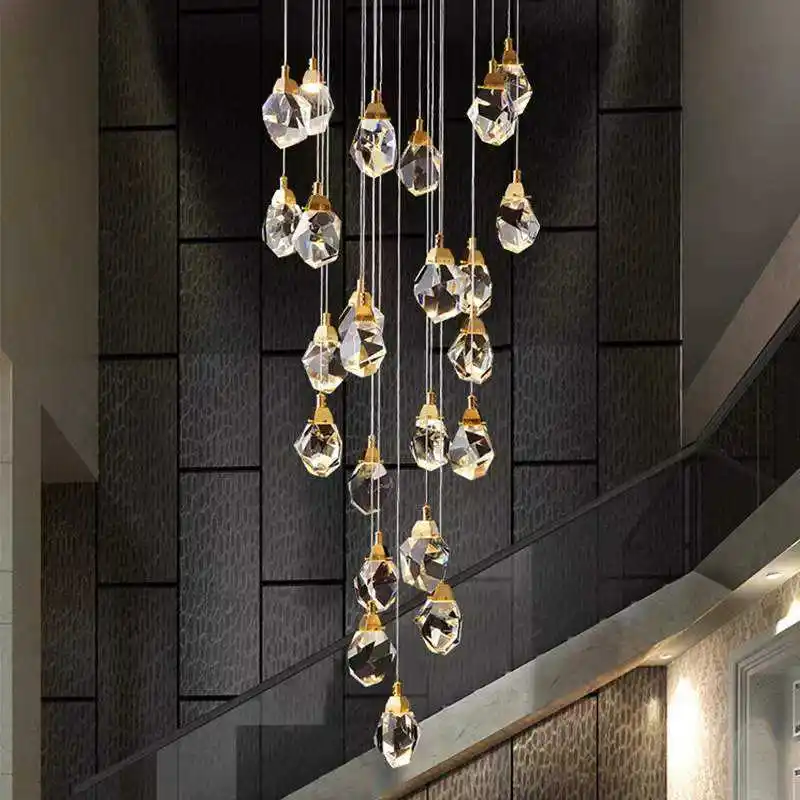 Golden Cooper Led Lustre Décoration Géométrique Pendentif Lumière Pour Bar De Chambre Style Européen Suspendu Escalier Lumière