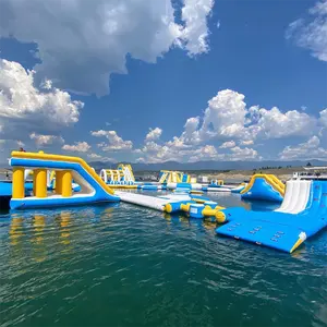 Floating island inflatable water park playground obstacle course aqua park equipment