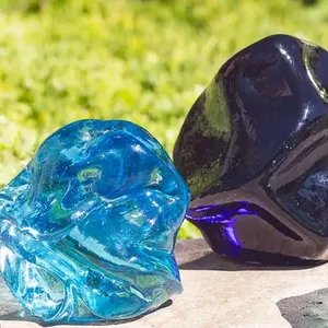 Colored Decorative Glass Blocks Decorated Fairy Tale Dream Irregular Decorative Natural Glass Blocks