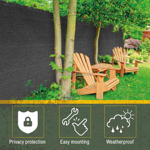 <span class=keywords><strong>Rete</strong></span> Frangivista Nera <span class=keywords><strong>per</strong></span> Recinzione da Giardino Esterno in HDPE, Schermo Oscurante <span class=keywords><strong>per</strong></span> Recinzione e Ombreggiante <span class=keywords><strong>per</strong></span> Giardino - Product Image 2