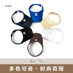 หมวกกันแดดทรง R Letter Visor สีน้ำเงินเข้ม ผ้าฝ้าย สำหรับทุกเพศ พับได้ ปีกโค้ง สำหรับกิจกรรมกลางแจ้ง กีฬาฤดูร้อน ป้องกันแสงแดด - Product Image 4