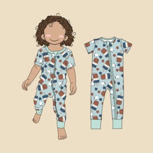Qingli ODM Fabbrica Personalizzata Senza Tariffe Stampa Personalizzata Ice Sucker 2026 Nuovo Ingrosso Maglietta a Maniche Corte in Bambù per Bambini con Zip - Product Image 1