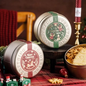 Eco-Friendly Custom Luxury Printed Round Tinplate Cookie Candy Storage Box For Gift Coffee <strong>Tea</strong> Packaging Food Grade Cookie Tin - Product Image 1