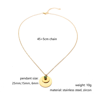 Kustom kosong baja nirkarat ukiran nama lingkaran ganda liontin kalung untuk wanita Dainty Batu lahir cakram kalung perhiasan hadiah - Product Image 6