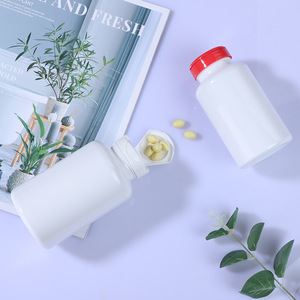 ขวดบรรจุภัณฑ์อาหารเสริมขนาด 500 มล. ขวดพลาสติก PET สีขาว ขวดทรงกลมกันแสง ขวดเก็บน้ำมันปลาแบบปิดผนึก - Product Image 1