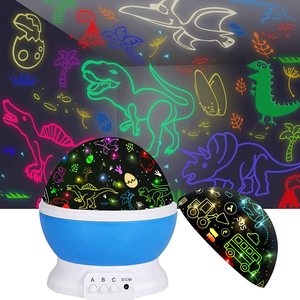 360 graus de Rotação de Luz Crianças Noite Dinossauro e Carros Projetor, 9 4 Lâmpadas LED Cor Clara Mudança com Cabo USB - Product Image 1