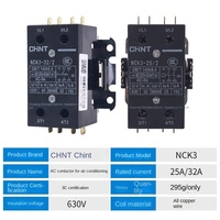 Contacteur AC biphasé Chint NCK3-25/2 220V 50/60Hz 25A/32A à montage standard pour climatisation Chine