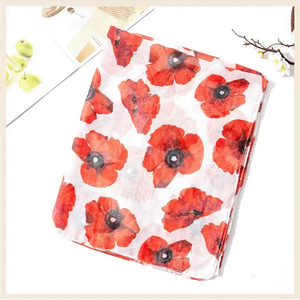Écharpe pour femme en polyester de haute qualité, respirante, motif floral peint à la main, châle de voyage - Léger et toutes saisons - Product Image 2