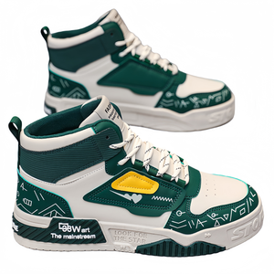 Nuove <span class=keywords><strong>Scarpe</strong></span> Sportive da <span class=keywords><strong>Esterno</strong></span> in Pelle PU, Sneaker Casual da Uomo con Tomaia Alta per Skateboard - Product Image 1