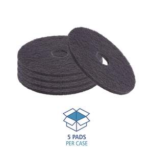 Pads de nettoyage de sols noirs Boardwalk BWK4012BLA de 12 pouces, 5 par carton – Nettoyants de sols efficaces - Product Image 4