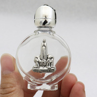 Nouvelle bouteille d'eau bénite portable en verre cristal avec motifs optionnels, alliage, relief, icône, voyage, objet sacré catholique