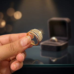 แหวนเพชรแท้ดีไซน์ทันสมัยสำหรับผู้หญิง ตัวเรือนทองคำ 18K - Product Image 1