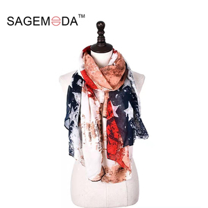 Femmes coton écharpe de cou à la mode impression <span class=keywords><strong>fleur</strong></span> rustique style léger foulards pour dames - Product Image 1