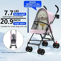 Poussette pour chien en métal à 4 roues, poussette pour animaux de compagnie pour chiens et chats, utilisation en extérieur, petite, portable, légère, pliage en un clic, simple