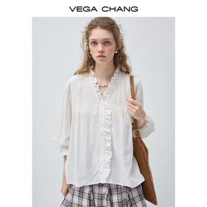 VEGA CHANG Camicetta Personalizzata Stile Country Francese con Scollo a V e Maniche a Sbuffo con Design Texturizzato per Abbigliamento Femminile all'Ingrosso - Product Image 4