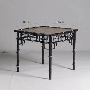 Ming Qing Style Bamboo Square <b>Table</b> Set 5 Piece Chinese Design <b>Dining</b> Room Furniture With Four <b>Stools</b> - Product Image 4