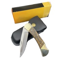 Haute qualité classique 110 extérieur pliant chasse couteau de poche en laiton manche en bois lame en acier inoxydable pour Camping-vente en gros