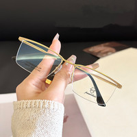 Gafas Ópticas KM 18006 de Alta Calidad, Ultraligeras, con Armazón 100% de Titanio Puro, Estilo Ejecutivo para Hombre y Mujer, Media Montura
