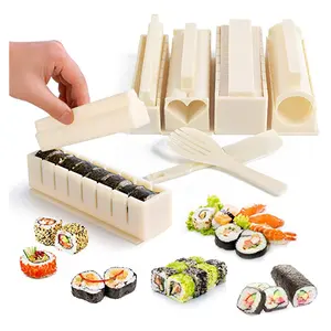 Sushi Making Kit for Beginners, Plastic Premium Tool Set, Sushi Rice Roll,  Mold Shapes,DIY Sushi Tool for Beginners, 10 Pcs