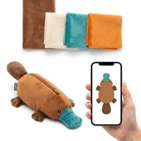 Trousse à crayons personnalisée en peluche ornithorynces, couleur turquoise, avec fermeture éclair, rangement plat, pattes aquatiques, mascotte de papeterie personnalisée, jouet