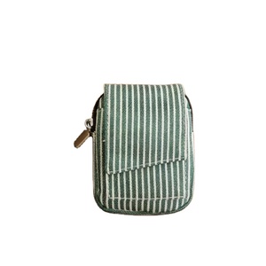 Porte-cartes en toile rayée personnalisé, porte-monnaie à fermeture boutonnée, mini portefeuille, écologique, unisexe, essentiels quotidiens, compact, portefeuille à rabat - Product Image 1