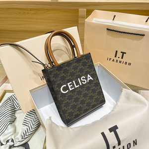 Bolso Tote de Cuero Genuino de Hong Kong con Patrón de Letras Cuadradas y Cremallera, Bolso de Hombro Portátil de Alta Gama, Nuevo 2025 - Product Image 2