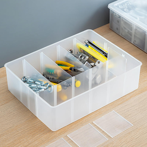 Boîte à outils rectangulaire moderne en PP transparent moulé par injection, capacité 10 kg, rangement 8 L pour l'organisation des accessoires et matériel - Product Image 2