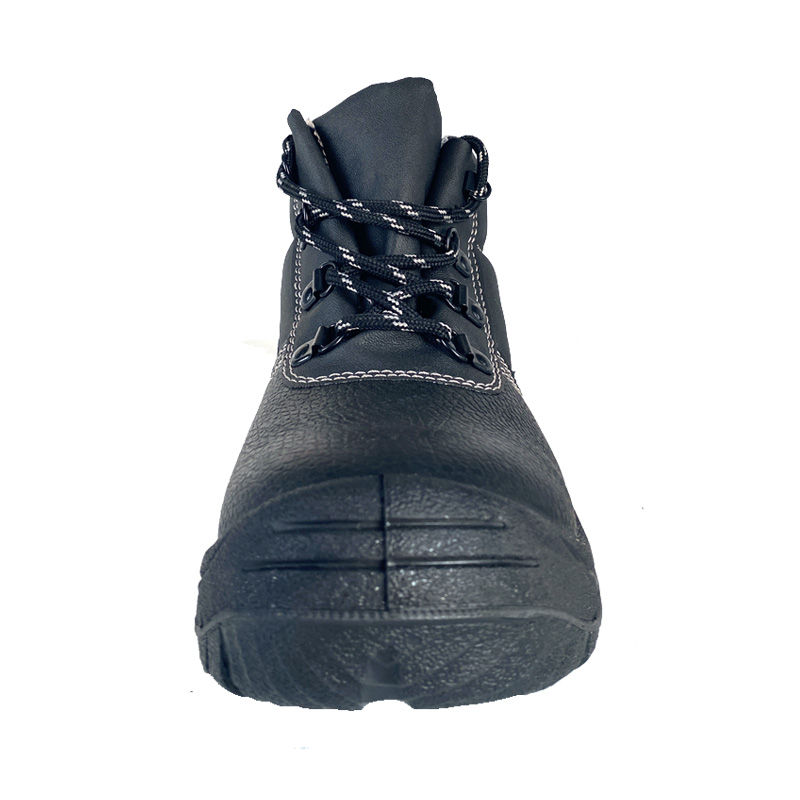 Black cow split leather steel plate en20345 safety boots with shoelaces for men