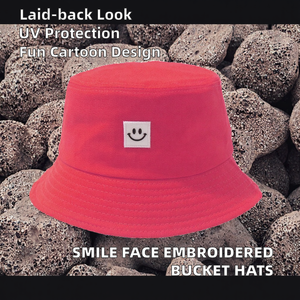 Custom Embroidered Summer Outdoor <b>Golf</b> <b>Bucket</b> <b>Hats</b> for <b>Men</b> Women Sun Protection with Cartoon Smile Face Logo Travel-Friendly - Product Image 3