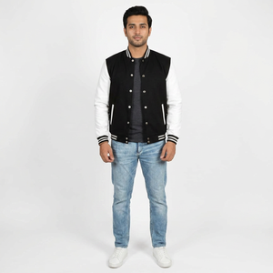 Chaquetas Varsity de Invierno para Hombre, Tejidas, con Forro de Piel, Resistentes, Transpirables, con Bolsillos Laterales y Botones Cubiertos, Venta al Por Mayor - Product Image 1
