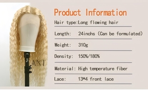 <span class=keywords><strong>Perruque</strong></span> Lace Front 13x4 Blonde 613 Ondulée Profonde 310g en Fibre Synthétique Haute Température Résistante à la Chaleur pour Femmes - Product Image 3