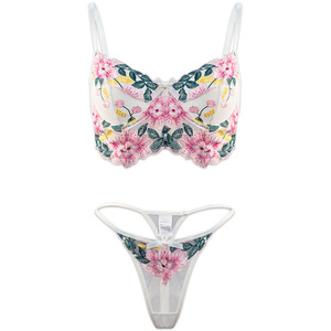 Wholesale Floral Sexy Embroidered Flower Suit Sexy Lingerie Two-Piece Suit - Product Image 5