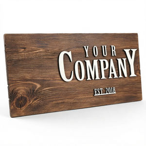 <b>Personalized</b> <b>Wooden</b> <b>Sign</b> Your Company Carved Home Decor Plaque Rectangle Vintage Style Cultural Collectible Artifacts - Product Image 1