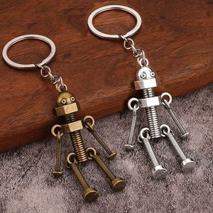 Mayorista de fábrica: Llavero metálico retro hecho a mano DIY con colgante de robot humano articulado con tornillos - Product Image 1