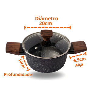 High Quality Ceramic Marble Coated Pot <b>Pan</b> Glass <b>Lids</b> Wooden Soft touch Handles Non Stick 7-Piece Forged Aluminium Cookware Set - Product Image 4