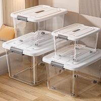Caja de Almacenamiento Apilable, Hermética, Transparente, Extra Grande, Ligera, Moderna y Rectangular, Moldeada por Inyección de Alta Calidad AVC