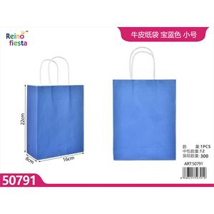 Bolsa de papel Kraft azul pequeña al por mayor con asas para embalaje de regalo - Product Image 1