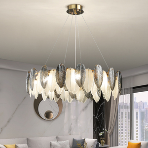 Lámpara de araña de cristal posmoderna, lámpara de lujo americana para sala de estar, lámpara cálida de plumas para dormitorio, famosa en internet. - Product Image 1