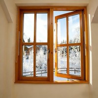 Cadre de fenêtre en bois à battants en aluminium haute performance, insonorisé et isolé, pour l'extérieur des villas et des bâtiments résidentiels
