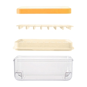 Kolay bırakma 64 buz küpü kalıpları konteyner buz kepçe silikon taban 32 Ice Cube tepsi kapak ve kutusu dondurucu - Product Image 2