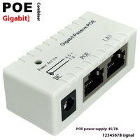 Injecteur PoE passif à port unique Gigabit Répartiteur PoE à câble intégré (12-52V DC) pour caméra de surveillance pour commutateurs réseau