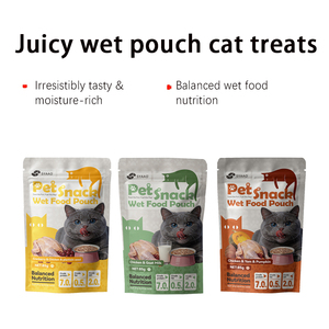 SYAAO Nourriture humide pour animaux de compagnie en sachet, canneberge, poulet, graines de plantain, 85g, nutrition équilibrée pour chats - Product Image 1