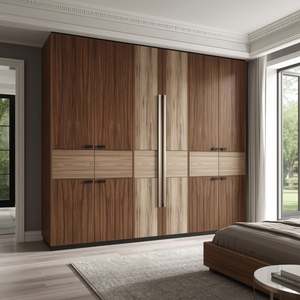 Armoire de rangement moderne sur mesure OEM ODM à 4 portes, meuble de chambre à coucher en bois pour vêtements - Product Image 3